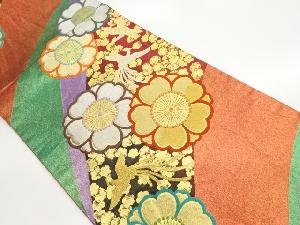 八重桜に鳳凰模様織出し袋帯